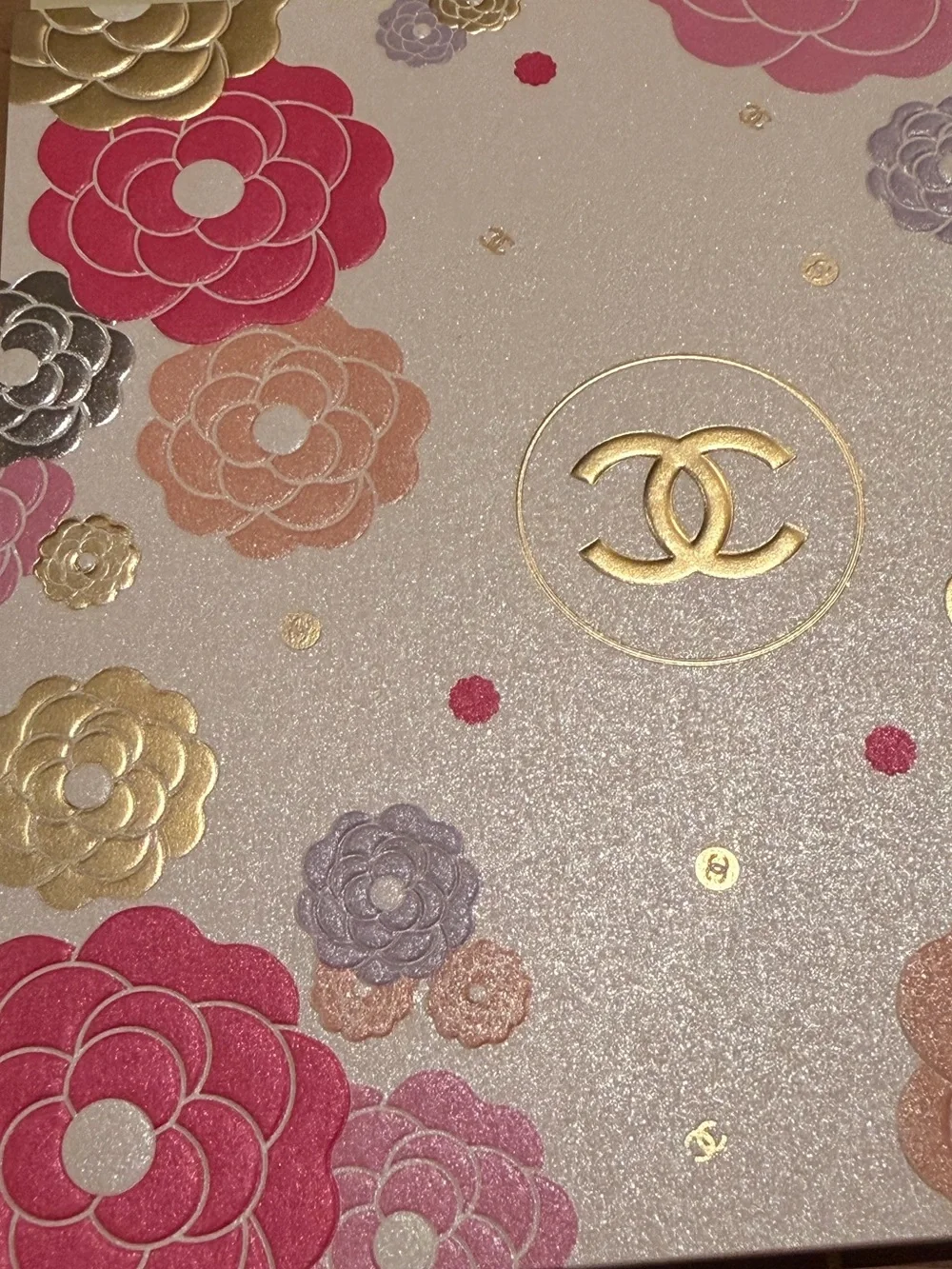 CHANEL Shimmery Pink, Gold, Silver Greeting Card. 🩷🏆🩶🩷🏆🩶